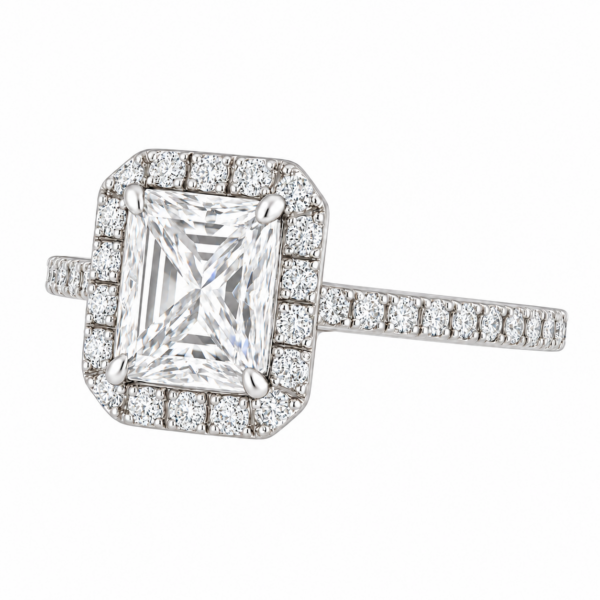 0.70ct Natural Radiant Classic Halo Engagement Ring