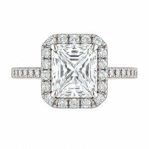 0.70ct Natural Radiant Classic Halo Engagement Ring
