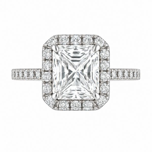 0.70ct Natural Radiant Classic Halo Engagement Ring