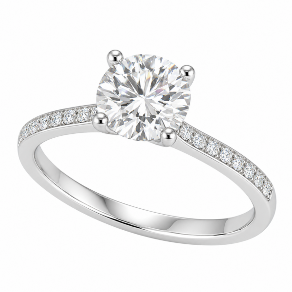 0.30ct Natural Round Brilliant Classic Side Stone