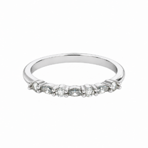 Natural Marquise & Round Wedding Band – 3.5mm Marquise + 1.8mm Round