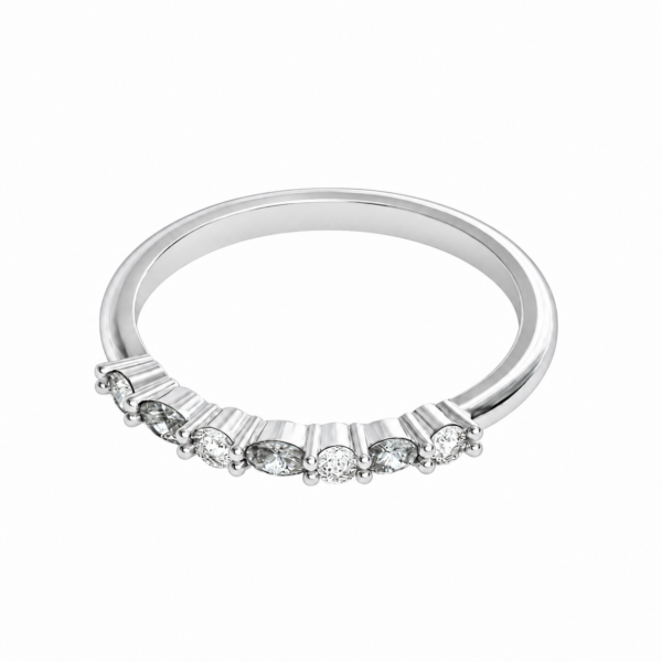 Natural Marquise & Round Wedding Band – 3.5mm Marquise + 1.8mm Round