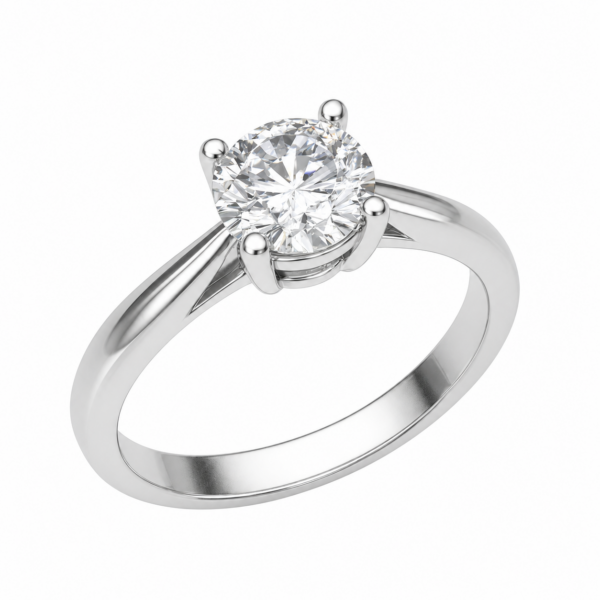 0.30ct Natural Round Brilliant Four-Claw Knife Edge Solitaire