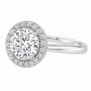 0.70ct Natural Round Brilliant Halo Solitaire