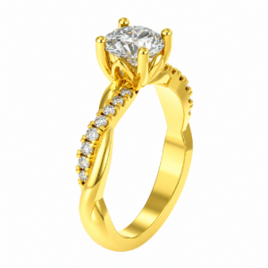 0.70ct Natural Round Brilliant Petal Twisted Shank