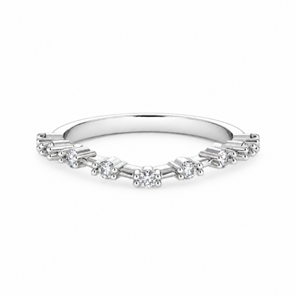 Lab-Grown Four Prong Closed Gallery Wedding Band – 3mm Diamonds