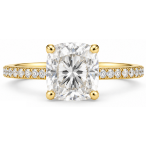 0.30ct Natural Cushion Classic Side Stone Engagement Ring