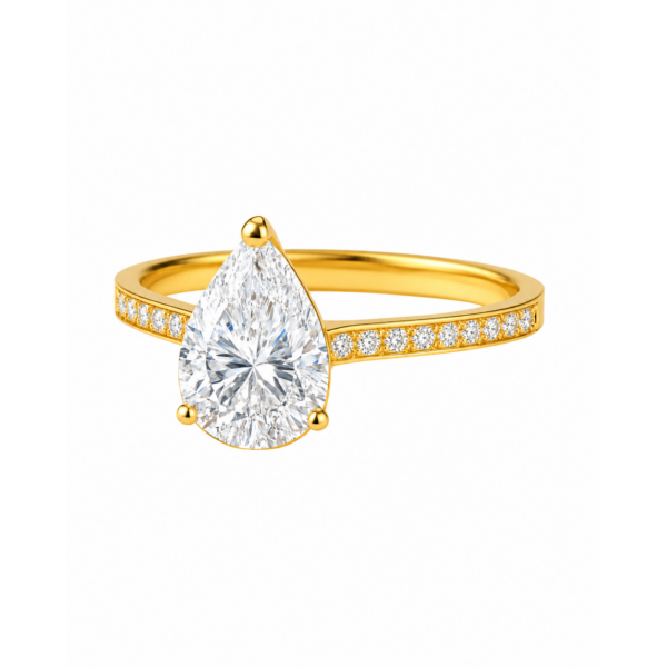 0.30ct Natural Pear Classic Side Stone Engagement Ring