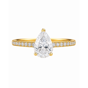 0.30ct Natural Pear Classic Side Stone Engagement Ring