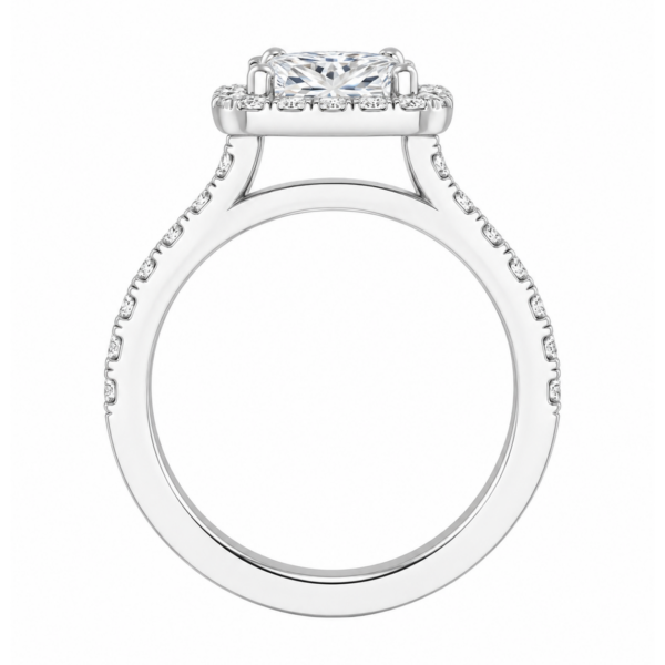 0.70ct Natural Princess Classic Halo Engagement Ring