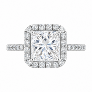 0.70ct Natural Princess Classic Halo Engagement Ring