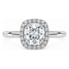 1.00ct Lab-Grown Cushion Halo Solitaire Engagement Ring