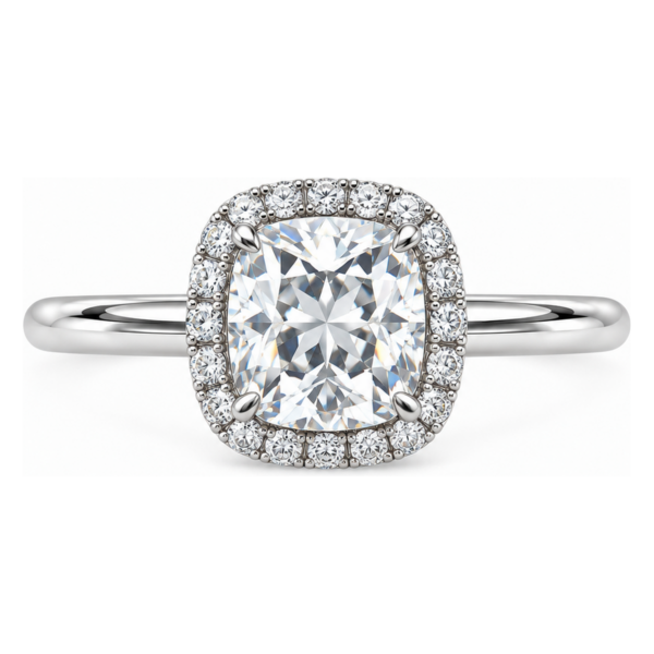 1.00ct Lab-Grown Cushion Halo Solitaire Engagement Ring