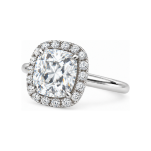 0.50ct Natural Cushion Halo Solitaire Engagement Ring