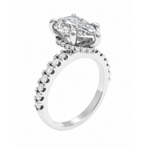 0.50ct Natural Pear Hidden Halo Engagement Ring