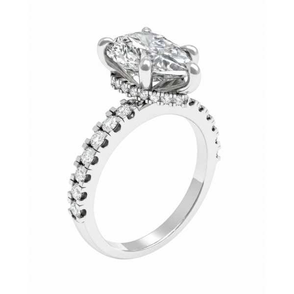 0.50ct Natural Pear Hidden Halo Engagement Ring