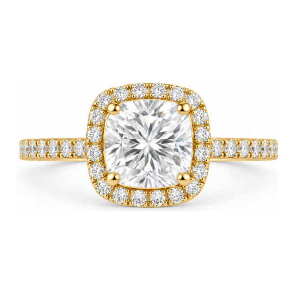 0.70ct Natural Cushion Classic Halo Engagement Ring