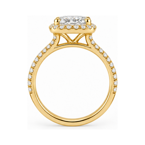 0.70ct Natural Cushion Classic Halo Engagement Ring